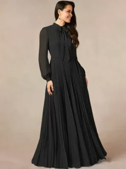 Bridal Mother Dress Designed Neckline Long Sleeves A-Line Bows Floor-Length Guest Dresses For Wedding