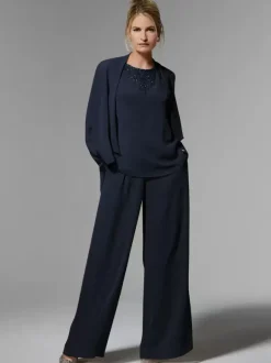 Bridal Mother Dress Jewel Neck Long Sleeves A-Line Beaded Ankle-Length Guest Dresses For Wedding