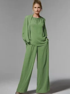 Bridal Mother Dress Jewel Neck Long Sleeves A-Line Beaded Ankle-Length Guest Dresses For Wedding