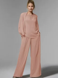Bridal Mother Dress Jewel Neck Long Sleeves A-Line Beaded Ankle-Length Guest Dresses For Wedding