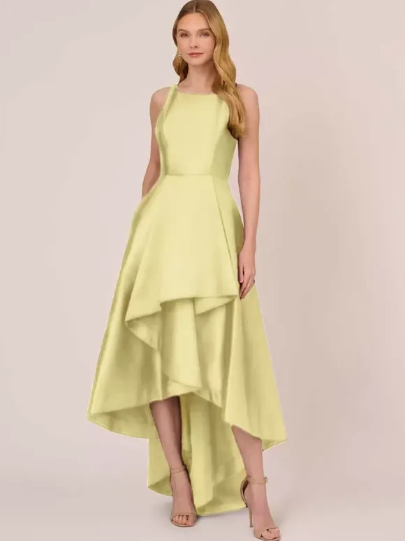 Bridal Mother Dress Jewel Neck Sleeveless A-Line Ruffles Irregular Wedding Guest Dresses