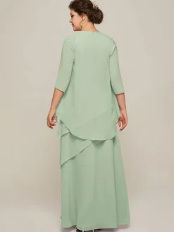 Bridal Mother Dress Jewel Neck Sleeveless A-Line Ruffles Wedding Guest Dresses