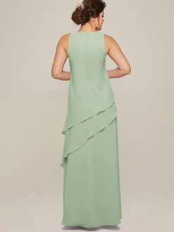 Bridal Mother Dress Jewel Neck Sleeveless A-Line Ruffles Wedding Guest Dresses