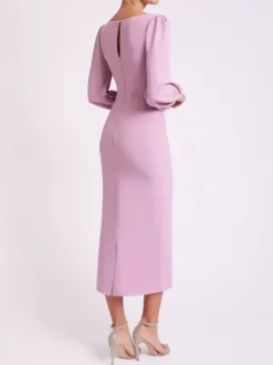 Bridal Mother Dress Square Neck Long Sleeves Short Tea-Length Guest Dresses For Wedding