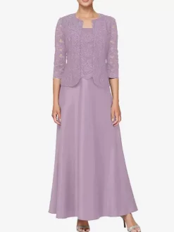 Bridal Mother Dress Square Neck Long Sleeves A-Line Lace Guest Dresses For Wedding