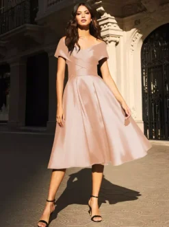 Bridal Mother Dress V-Neck Sleeveless Pleated A-Line Guest Dresses For Wedding