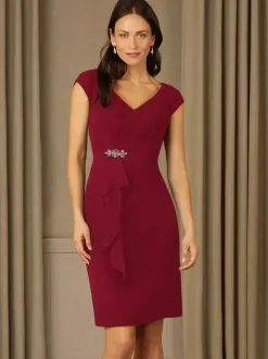 Bridal Mother Dress V-Neck Short Sleeves Pleated Rhinestones Details Guest Dresses For Wedding