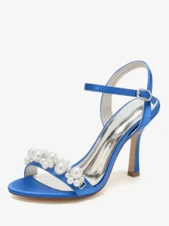 Bridal Sandals Ivory Satin Chic Open Toe Rhinestones Wedding Sandals