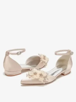 Bridal Shoes Bridal Flats Satin Pointed Toe