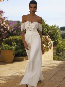 Bridal Jumpsuit Lace Floor-Length Strapless Sleeveless Natural Waist Ivory Jumpsuit