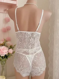 Bridal Lace Lingerie White 3-Piece Bra Panty Sets