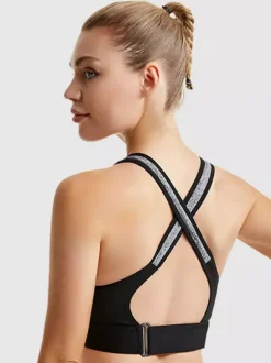 Bridal Lingerie Bustiers White Two-Tone Shaping Front-Zip Sports Bra For Women High Support Wireless Racerback Yoga Bra