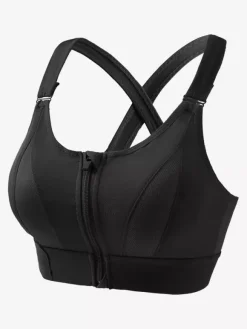Bridal Lingerie Bustiers White Two-Tone Shaping Front-Zip Sports Bra For Women High Support Wireless Racerback Yoga Bra