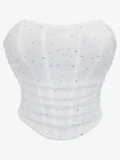 Bridal Lingerie Corsets Bustier Top White Chic Street Wear Studded Lace-up Lingerie