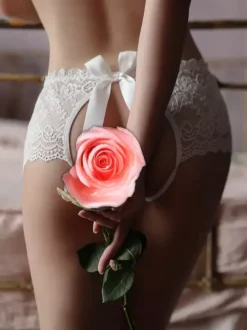 Bridal Lingerie Crotchless Lingerie Sexy Panties Women White Lace Cut Out Underwear Lingerie