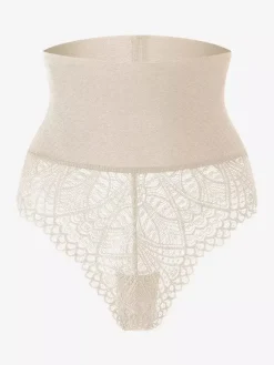 Bridal Lingerie Lace Detail High-Waisted Shaper For Women Tummy Control Butt Lifting Thong Bodysuit Plus Size Sculpting Girdle