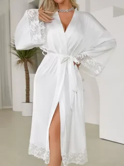Bridal Lingerie Lace Silk Robes Oversized Lingerie Sleep Gown