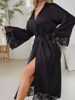 Bridal Lingerie Lace Silk Robes Oversized Lingerie Sleep Gown