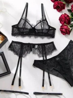 Bridal Lingerie Lace White 4-Piece Bra Panty Sets