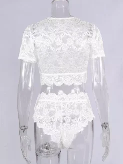 Bridal Lingerie Lingerie Bras Panty White Lace 2-Piece Set Sexy Lingerie Outfit