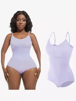 Bridal Lingerie Lingerie Shapewear Cameo Pink Sleeveless Straps Neck Buttons Postpartum Full-Body Shaper - Seamless Tummy Control Bust Lift Bodysuit Plus Size Waist Cincher