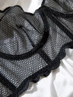 Bridal Lingerie Nets Artwork Ruffled Black 2-Piece Bra Panty Sets