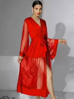 Bridal Lingerie Pajamas Sleepwear Robes White Pleated Indoor Negligees Nightgown