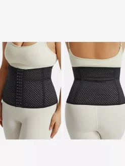 Bridal Lingerie Waist Cincher Postpartum Workout Tummy Control Belt With Hollow-Out Back Support Corset Shapewear Brown Front Button