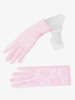 Bridal Lingerie Wedding Short Gloves Women Light Pink Lace Party