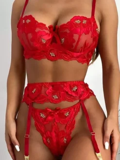 Bridal Lingerie Women Babydoll Red Sheer Lace Sexy Lingerie