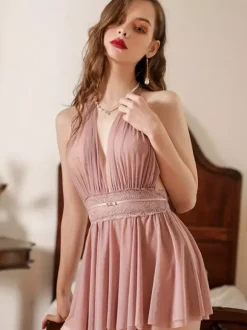 Bridal Lingerie Women Chemise Pink Lace Lingerie