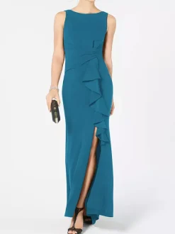 Bridal Mother Dress Bateau Neck Sleeveless Pleated Sheath Wedding Guest Dresses Free Customization