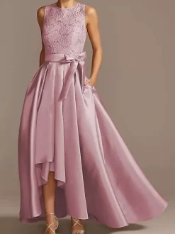 Bridal Mother Dress Jewel Neck Sleeveless A-Line Lace Tea-Length Wedding Guest Dresses Free Customization