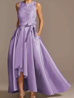 Bridal Mother Dress Jewel Neck Sleeveless A-Line Lace Tea-Length Wedding Guest Dresses Free Customization