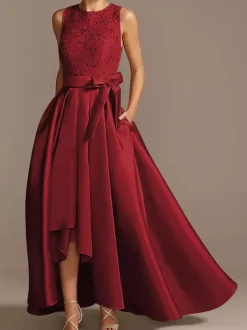 Bridal Mother Dress Jewel Neck Sleeveless A-Line Lace Tea-Length Wedding Guest Dresses Free Customization