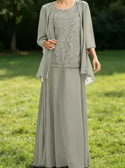 Bridal Mother Dress Jewel Neck 3/4 Length Sleeves Lace Guest Dresses For Wedding