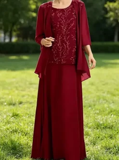 Bridal Mother Dress Jewel Neck 3/4 Length Sleeves Lace Guest Dresses For Wedding