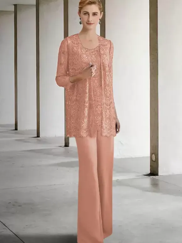 Bridal Mother Dress Jewel Neck 3/4 Length Sleeves A-Line Guest Dresses For Wedding
