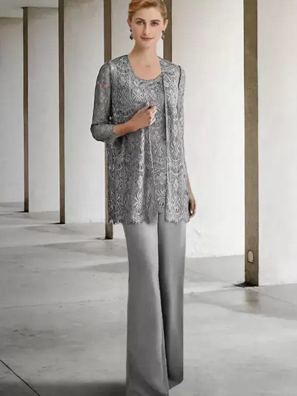 Bridal Mother Dress Jewel Neck 3/4 Length Sleeves A-Line Guest Dresses For Wedding