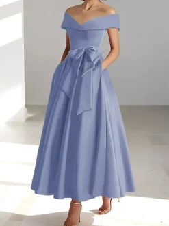 Bridal Mother Dress Off-The-Shoulder Sleeveless A-Line Wedding Guest Dresses