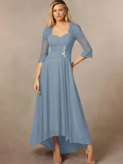 Bridal Mother Dress Sweetheart Neck 3/4 Length Sleeves A-Line Lace Guest Dresses For Wedding