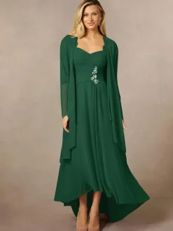 Bridal Mother Dress Sweetheart Neck 3/4 Length Sleeves A-Line Lace Guest Dresses For Wedding