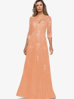 Bridal Mother Dress V-Neck Half Sleeves A-Line Lace Guest Dresses For Wedding