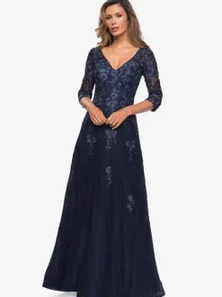 Bridal Mother Dress V-Neck Half Sleeves A-Line Lace Guest Dresses For Wedding