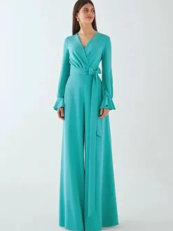 Bridal Mother Dress V-Neck Long Sleeves Jumpsuit Bows Floor-Length Wedding Guest Dresses