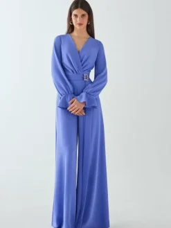 Bridal Mother Dress V-Neck Long Sleeves Jumpsuit Bows Floor-Length Wedding Guest Dresses