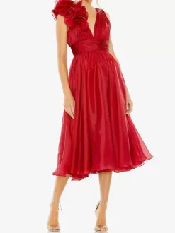 Bridal Mother Dress V-Neck Sleeveless A-Line Pleated Knee-Length Guest Dresses For Wedding