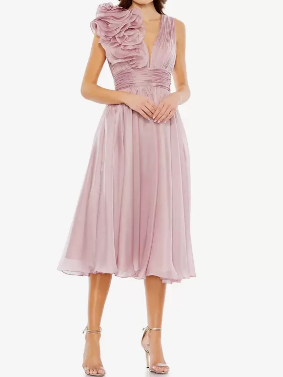 Bridal Mother Dress V-Neck Sleeveless A-Line Pleated Knee-Length Guest Dresses For Wedding
