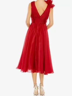 Bridal Mother Dress V-Neck Sleeveless A-Line Pleated Knee-Length Guest Dresses For Wedding