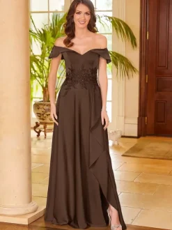 Bridal Mother Dress V-Neck Sleeveless Split Front A-Line Guest Dresses For Wedding